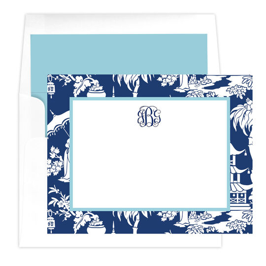 Navy Chinoiserie Flat Note Cards